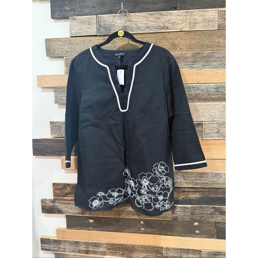 Brooks Brothers NWT embroidered tunic top linen/cotton size large L